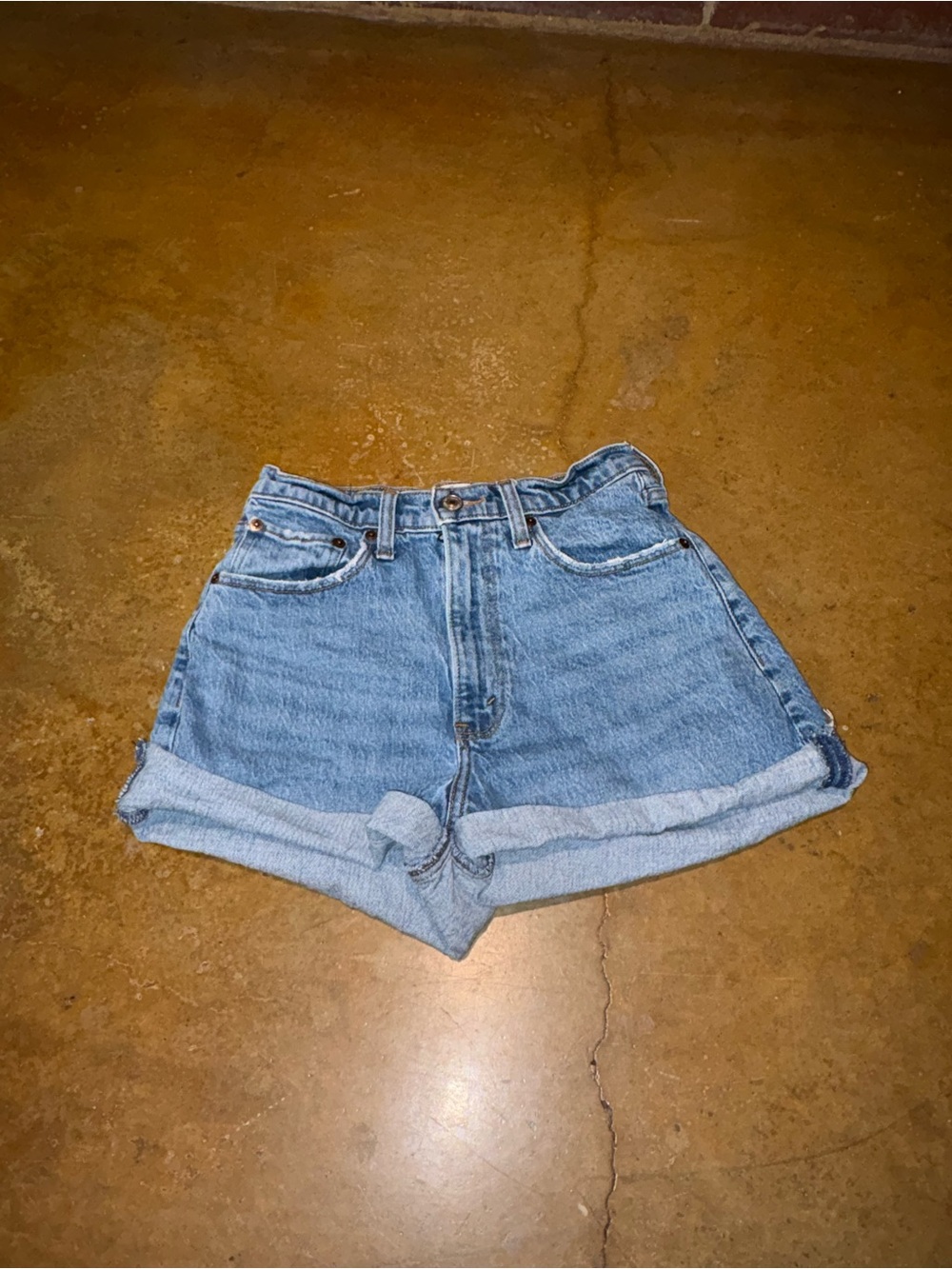 Abercrombie & Fitch Light Blue Rolled-Hem Denim Shorts